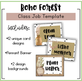 Preview of Boho Forest Class Jobs (Editable)