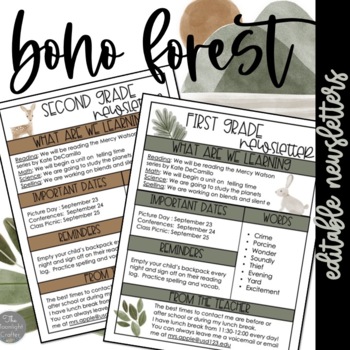 Preview of Boho Forest EDITABLE Newsletter Templates