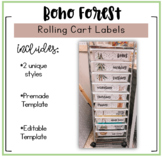 Boho Forest Rolling Cart Labels (10 Drawers, Editable)