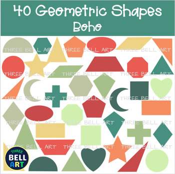 Preview of Boho Geometry Math Shapes 40 Geometric Art Clipart {Three Bell Art Clipart}Boho