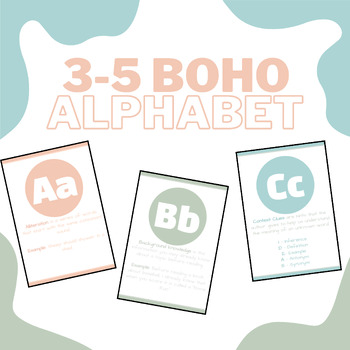 Preview of Boho Grades 3-5 Alphabet Posters (Editable options available)