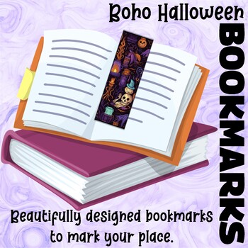 Halloween Bookmarks in Boho Colors for Classrooms and Libraries | TPT