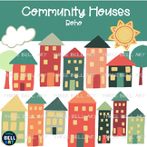 Boho Houses Town Community Neighborhood Clipart {Three Bel