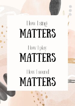 Preview of Boho "How I Sing/Play/Sound Matters" Music Classroom Affirmations Decor Poster