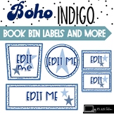 Boho Indigo Book Bin Labels Signs || Boho Rainbow Classroom Decor