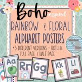 Boho Inspired Pastel Rainbow & Flowers Alphabet Posters