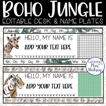 Boho Jungle Desk Name Tags - Student Name Tags by Hanging with Mrs Hulsey