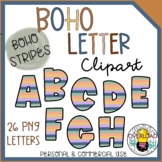Boho Letters Striped Clipart Set for Personal & Commercial