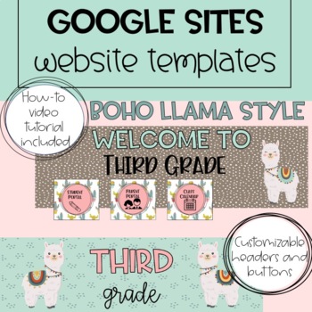 Preview of Google Sites Headers & Buttons: Boho Llama Love