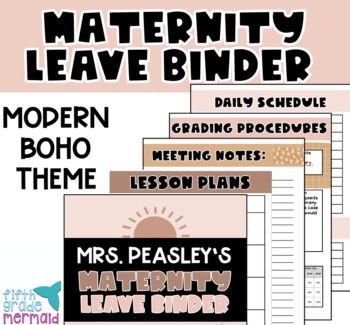 Preview of Boho Maternity Leave Binder - DIGITAL & PRINT!