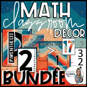 Preview of Boho Math Classroom Decor and Posters Bundle - Middle and High school
