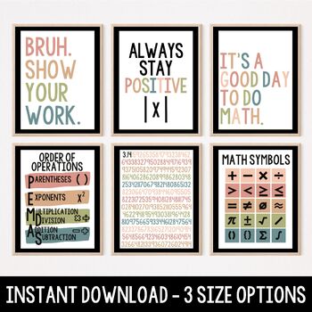 Preview of Boho Math Classroom Posters, Algebra Posters