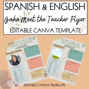 Preview of Meet The Teacher Spanish & English Flyer|Open House Sign-In Sheet Template