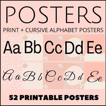 Preview of Modern Boho Alphabet Posters, Print + Cursive, Classroom Decor