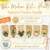 Boho Modern Plants Alphabet Posters | Modern Neutral Retro