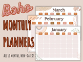 Boho Monthly Calendar Planners, Undated Lesson Planner, Or