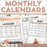 Boho Monthly Calendar Templates 100% TEXT-EDITABLE