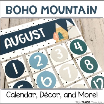 Preview of Boho Mountain Classroom Decor, Calendar, and More