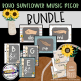 Boho Music Classroom Decor BUNDLE (Boho Sunflower Theme)