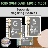 Boho Music Classroom Decor: Recorder Fingering Posters (Bo