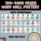 Boho Music Word Wall Posters in Muted Tones - Music Classr