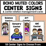 Boho Muted Rainbow Center Signs and Center Rotation Cards 