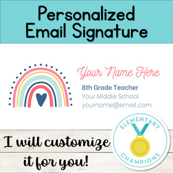 Preview of Boho Navy Rainbow Personalized Email Signature