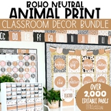 Boho Neutral Animal Print Classroom Decor Bundle
