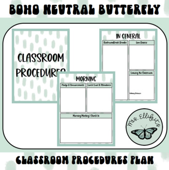 Preview of Boho Neutral Butterfly Classroom Decor - Classroom Procedures