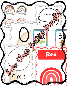 Preview of Boho Neutral Classroom Display Posters Bundle for Pre-K/K (PDF Download)