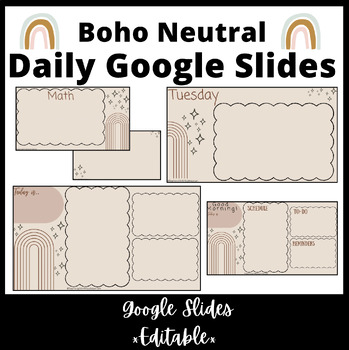 Preview of Boho Neutral Daily Slides