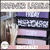 Boho Neutral Editable 10 Drawer Cart Labels