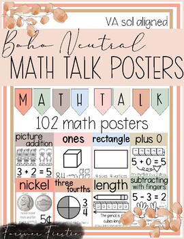Preview of Boho Neutral Math Talk Posters