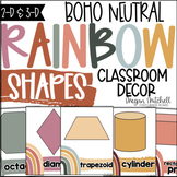Boho Neutral Rainbow Classroom Decor SHAPES Bulletin Board
