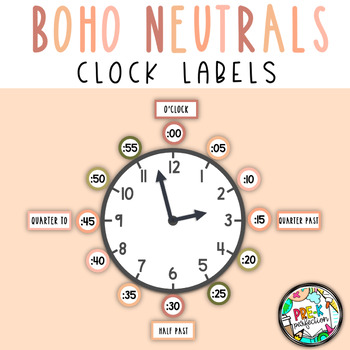 Preview of Boho Neutrals Classroom Decor | Clock Labels  | Plant Classroom Decor