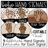 Boho Neutrals Hand Signals Signs Printable Posters with ED