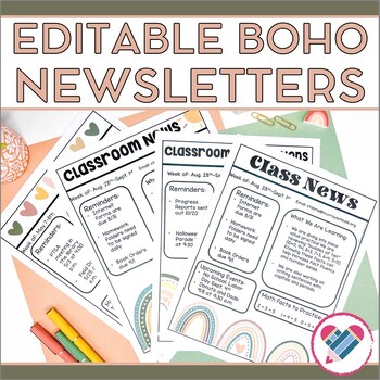 Preview of Boho Newsletters 100% TEXT-EDITABLE
