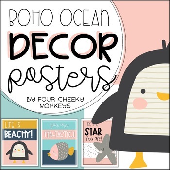 Preview of Boho Ocean / Beach Classroom Decor Posters