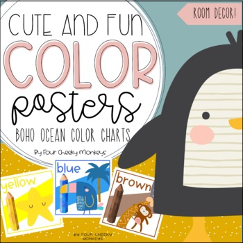 Preview of Boho Ocean Theme Classroom Decor // color posters