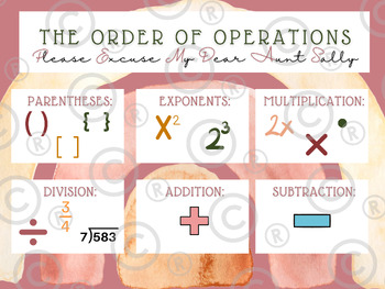 Preview of Boho Order of Operations (PEMDAS) Poster