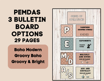 Preview of Boho PEMDAS Poster |Order of Operations Poster Classroom Decor#overthe rainbow