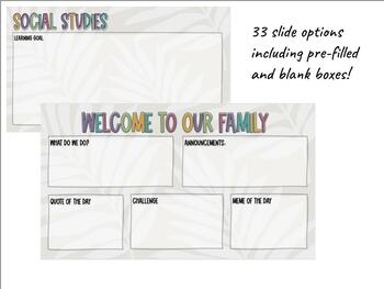 Preview of Boho Palms Slide Template - Reading, Math, Science and Social Studies Included!