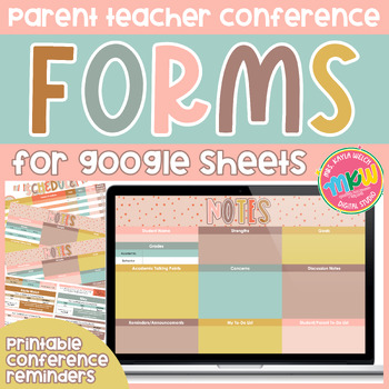 Preview of Boho Parent Teacher Conference Forms | Google Sheets | Digital Planner Add-On
