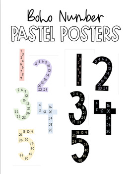 Preview of Boho Pastel Number/Skip Count Posters