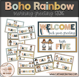 Boho Pastel Rainbow Classroom Posters: Morning Greeting Signs