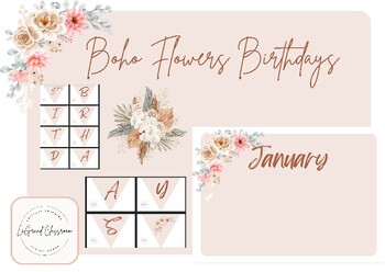 Preview of Boho Pink Flowers Birthdays