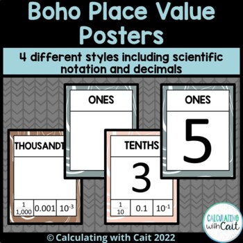 Preview of Boho Place Value Charts - 4 Different Styles