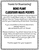 Boho Plant Classroom Rules Posters