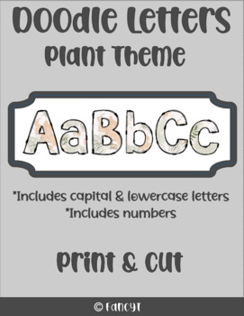 Preview of Boho Plant Doodle Letters for Bulletin Board