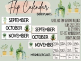 Boho Plant Flip Calendar - Hanging Calendar - Curtain Rod